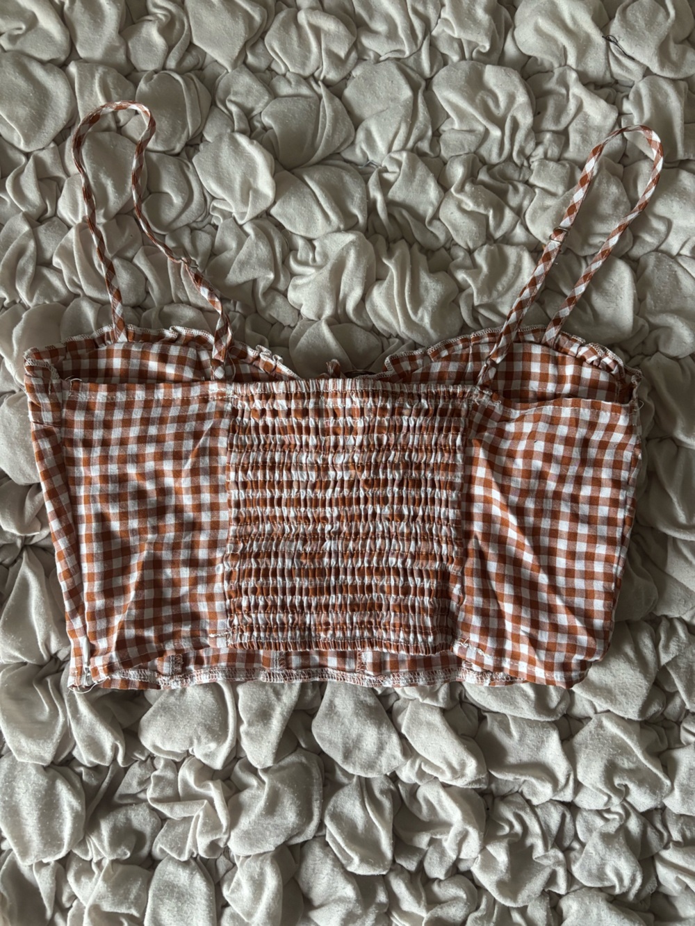 Princess Polly Rust and White Gingham Tie-Front Cropped Cami - Picture 2 of 4